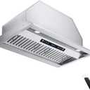 IKTCH 36 inch Built-in/Insert Range Hood 900 CFM, Ducted/Ductless Convertible Duct, Stainless Steel Kitchen Vent Hood with 2 Pcs Adjustable Lights and 3 Pcs Baffle Filters with Handlebar(IKB02-36'')