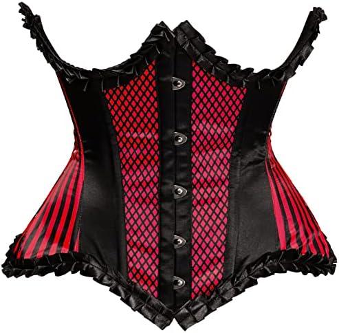 Daisy corsets womens Daisy Corsets Top Drawer Red Burlesque Underwire Curvy Cut Steel Boned Waist Cincher Corset, 2X