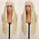 Boho Knotless Braided Wigs for Black Women Boho island Twist Wigs Single Full Lace with Baby Hair Knotless Synthetic Wig Platinum 30 Inch