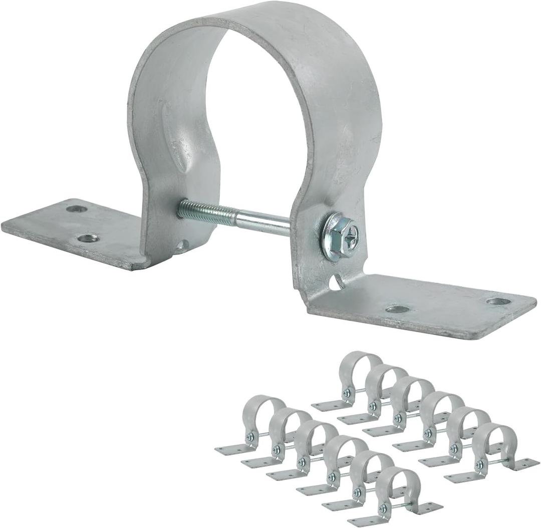 12 PCS Fence Post Brackets, 2-3/8 Steel to Wood Fence Bracket, Fence Brackets for Metal Posts, Galvanized Pipe Grip Tie - Fence Post Repair with BoltsNo Screws (2-3/8" - 12 pcs)