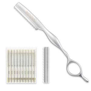 FEISIER Stainless Steel Hair Thinning Styling Razors for Cutting Hair, Texturizing Cutting Razor for Salon and Home,10 PCS Sharp Blades Included