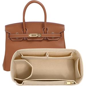 Felt Purse Organizer Insert for Birkin 30 Bag Organizer Handbag Insert (Beige)