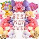 Mother's Day Balloon Garland, 170pcs Balloon Arch with Best Mom Ever Foil Balloon for Happy Mother's Day Party Supplies Birthday Decorations