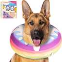 Inflatable Dog Cone Collar Alternative After Surgery, Donut Soft Neck Cone for Golden & German Shepherd Extra Large Dogs, etc, Protective Comfortable E Collar Recovery Cone Not Block Vision (Extra Large Sized(Neck:18.5-24.8in), Cake)