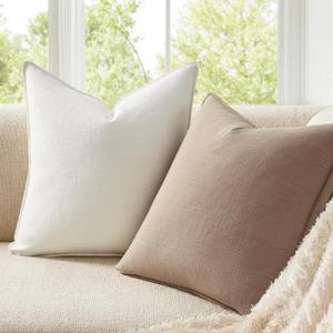 Pack of 4 Decorative Linen Pillow Covers 18x18 Natural Boho Couch Throw Pillows for Bed Accent Modern Pillowcase for Sofa Livingroom Bed and Balcony Home Decor