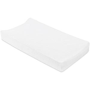Babyletto 100% Quilted Organic Cotton Changing Pad Cover, GOTS-Certified, Fitted 360°, Ultra-Soft and Breathable Muslin - Plain White