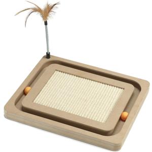 PEEKAB Cat Scratcher,Sisal Scratching Board with Track Ball Interactive Toy and Swing Feather Toys for Indoor Cats and Kittens,Large Heavy Durable