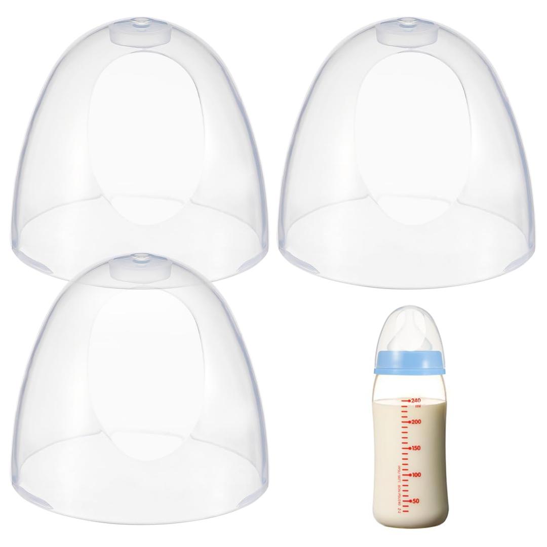 Ciieeo Baby Bottle Caps Replacement Set Compatible with Pigeon Feeding Bottles Leakproof Milk Bottle Lids Clear Plastic 3-Pack for Travel and Home Use