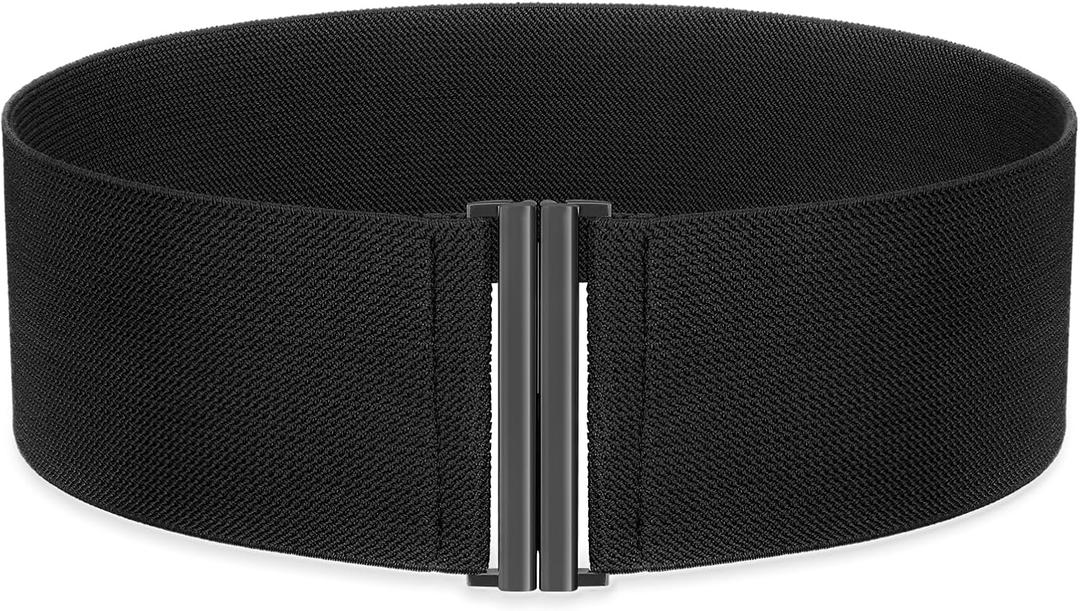 SANSTHS Women Wide Elastic Belts for Dresses Corset Waist Belts Ladies Cinch Belts Thick Stretchy Waistband, Black, Fit Waist Size 24-27 Inches