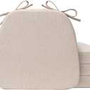 Sunsleek Chair Cushions for Dining Chairs, D-Shaped Seat Cushions with Removable Washable Cover and Ties, Chair Pads for Kitchen, Indoor Dining Room, Patio Chairs, 17'' x 16'', Set of 4, Beige