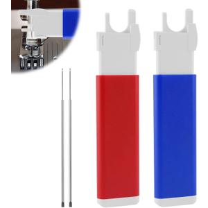Sewing Machine Needle Threader, Automatic Quick Stitch Insertion Tool for Industrial Single Lockstitch(Blue/Red)
