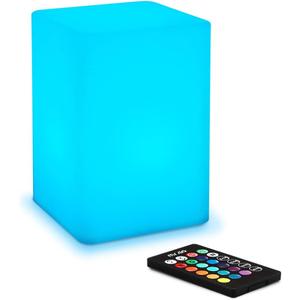 Mr.Go 6-inch Dimmable LED Night Light Mood Lamp for Kids and Adults - 16 RGB Colors - 8 Level Dimming - 4 Lighting Effects - Rechargeable - Remote Control - Decorative - Fun and Safe - White Cube