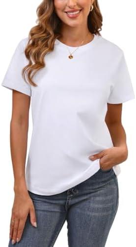 Cotton Basic T Shirts for Women,Crew Neck Short Sleeve Summer Shirts,Solid Loose Fit Tshirt, Plain Workout Tops, Undershirts 2XL