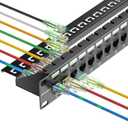 Sokqovt Patch Panel 24 Port Cat6 with Coupler Keystone, Cat6 Network Patch Panel 10G No Punch Down, Time-Saver Ethernet 1U Rj45 Panel with Sturdy Back Bar, 19 Inch Coupler Network Panel