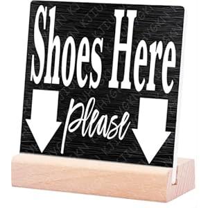 Shoe Here Please Ceramic Desk Sign - Entryway Decor for Mudroom, Front Door & Shoe Rack Organization - Whimsical Housewarming Gift for New Homeowners, Couples, Organizers 4x4inch