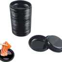 100 pcs Mini 3.11"x3.11" Dipping Sauce Dishes, Plastic Disposable Round Black Soy Sauce Plate Set, Condiment Serving tray, Seasoning Platter, Appetizer Bowel -for Sushi Mustard Vinegar Soy BBQ Ketchup