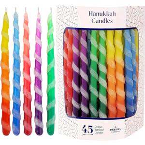 The Dreidel Company Deluxe Twisted Hanukkah Menorah Candles for All 8 Nights of Chanukah, Multicolor (Single)