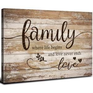Large Family Canvas Wall Art for Kitchen Living Room Bless This Home Wall Decor Rustic Vintage Signs Pictures Farmhouse Family Painting Prints Christian Artwork Bedroom Office Home Decorations 24x36”