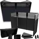 2026 Upgraded DJ Booth Stand Portable 45"L x 25"W Foldable DJ Facade Booth with Dual Corner Panels, Wheels, Mobile DJ Controller Stand with Scrim & Carry Bag for Weddings, Parties & Events