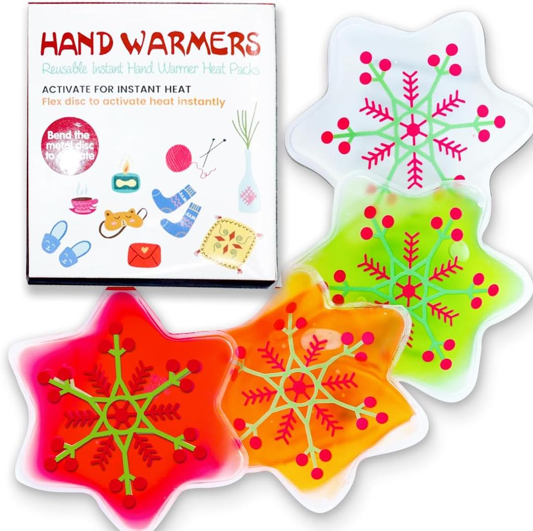 2 x Reusable Snap Heat Pack, Click Hand Warmers for Camping, Outdoor, Indoor, Working, Studying (Christmas Star)