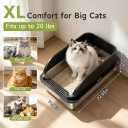 Stainless Steel Litter Box with High Sides, Include Scoop, Black