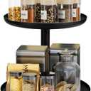 IBERG 2 Tier Metal Lazy Susan Organizer, 9 & 11, Rotating Spice Organizer for Kitchen, Pantry & Countertop (Black)