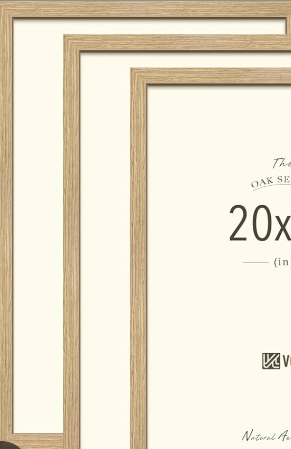 20x26 Picture Frame Set of 3 Beige Oak Wood 20"x26" Poster Frame 20 by 26 Natural Solid Wood Frames 26x20 Photo Frame with Clear Plexiglass