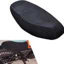 Motorcycle Seat Cover, Anti-Slip Cushion, Insulated and Breathable Honeycomb Mesh, Moped Seat Cover, 37.4x23.6In (Black)