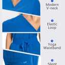 Scrubs for Women Set V-Neck Top & Straight Leg Pants 12 Pockets for Nurses & Healthcare Workers (Blue, M)