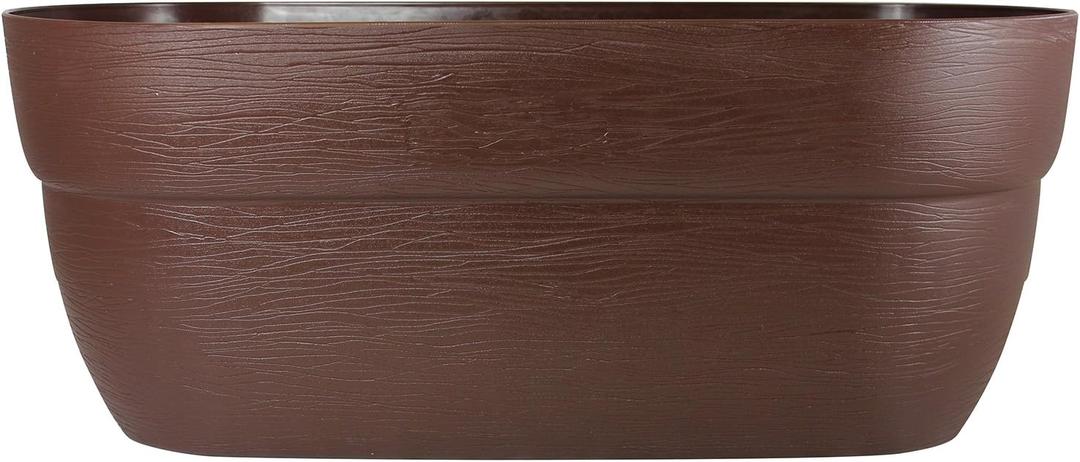 Emsco Group 2435-1 Bloomers Self-Watering 24" Weatherproof Resin 6" Railings Brown Rain Planter Grow Box, Earth