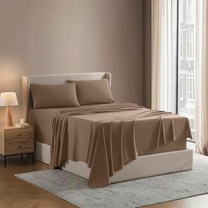 Nestl Queen Sheet Set - Luxury 1800 Ultra-Soft Microfiber Bed Sheets - Double Brushed - Deep Pockets - Easy Fit - 4 Piece Set - Bedding Sheets & Pillowcases (Queen, Taupe)