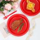 WELLIFE Red Party Plates 9 Inch -150 Count, Plastic Disposable Plates for Dinner Party Easter Mother's Day