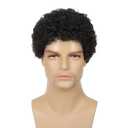 Swiking Mens Curly Afro Wigs Short Black Wig for Male Guy Rocker Wig California Halloween Cosplay Costume Full WigsBlack