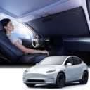 Car Windshield Sun Shade [Dot Matrix Reflective Coating] Extended Edge No Light Leakage Design Cooling Protect Car Interior from UV Damage Medium Black