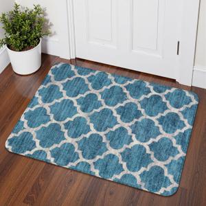 Lahome Moroccan Kitchen Rugs - 2x3 Washable Small Entryway Rug Indoor Door Mat, Non-Slip Throw Rugs Floor Bathroom Door Mats for Bedroom Room Redside Laundry Room Rug Decor (2X 3, Blue)