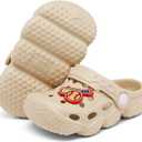 ChayChax Kid's Garden Clogs Cute Slides Sandals Toddlers Beach Pool Shower Shoes with Non-Slip Sole (Beige)