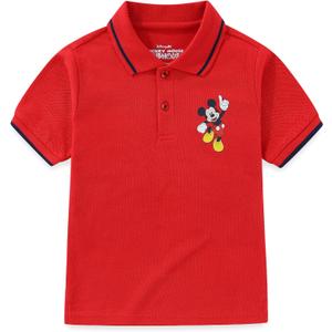 Disney Mickey Mouse Boys Short Sleeve Polo Shirt for Toddler and Big Kids (Red, 6)
