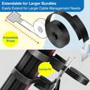 Cable Management Kit 40 Self-Adhesive Hook & Loop Cable Ties with 2 Extension Straps, Strong Adhesive Cord Organizer for Desk, Wall, Home & Office Adjustable Wire Holders (Black)