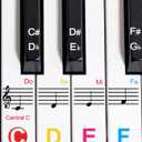1 Pack Piano Keyboard Stickers for 88/76/61/54/49 Keys, Colorful and Removable Piano Stickers for Beginners, Keyboard Letters Labels, Eye-catching Notes