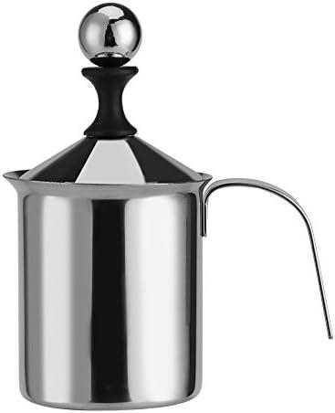 Frabosk 400ML 800ML Stainless Steel Manual Milk Frother Double Mesh Coffee Foamer Creamer Blender Whisker Manual Milk Frother (400ml)