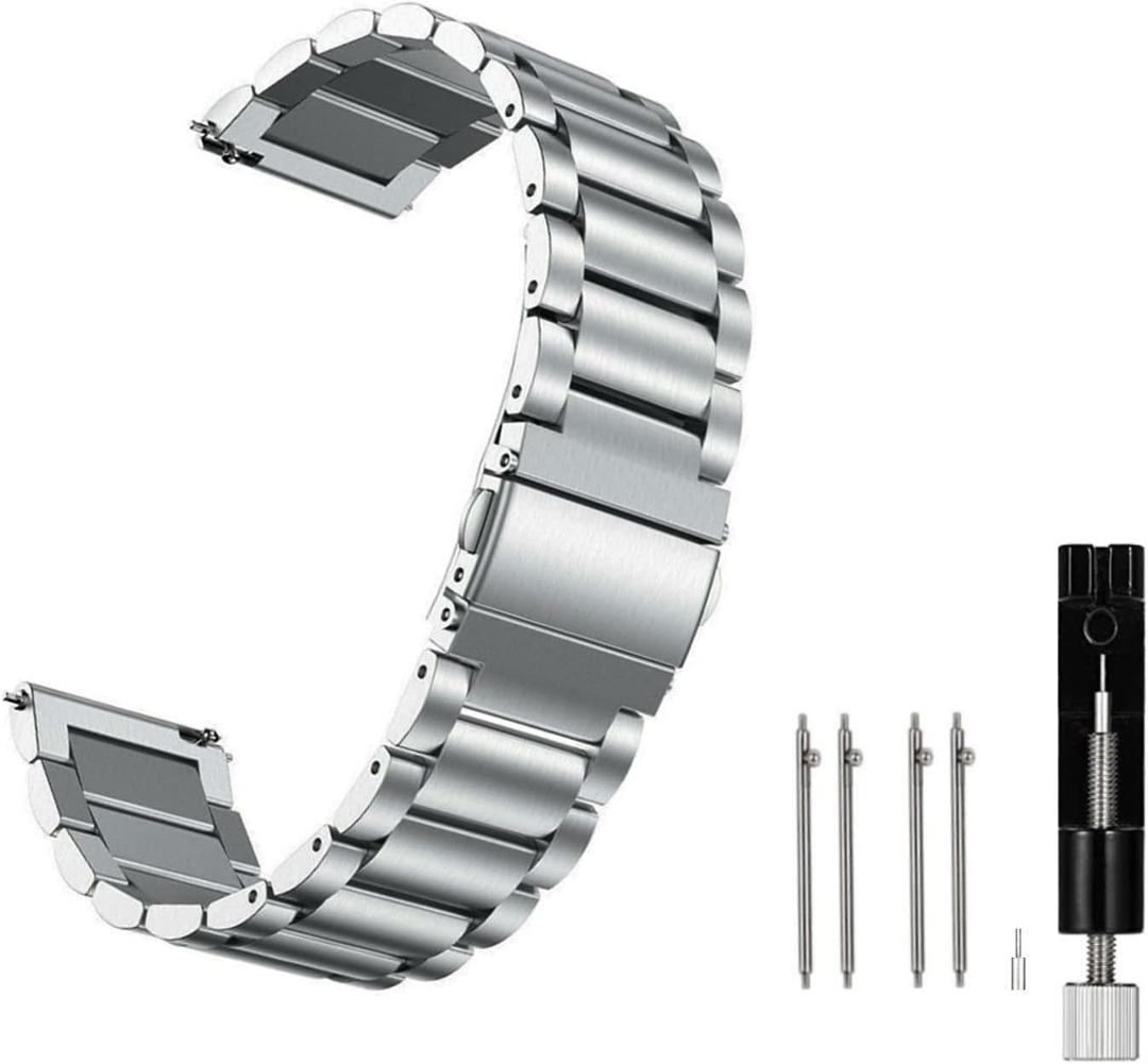 Moran Stainless Steel Watch Band Quick Release Replacement Metal Strap 20mm 22mm for Men Women (Silver+Folding Clasp, 20mm)