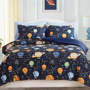 Wink Deer Twin Comforter Set for Boys-5 Pieces Space Glow in the Dark Twin Bedding Sets for Kids, Ultra Soft Bed in A Bag with Sheets