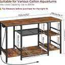 MAHANCRIS 55-75 Gallon Fish Tank Stand with Power Outlet, 3-Tier Metal Frame Aquarium Stand, Heavy Duty Reptile Terrarium Tank Stand, 52.0"L x 19.7"W x 29.9"H, 800 LBS Capacity, Rustic Brown FTHR55E01