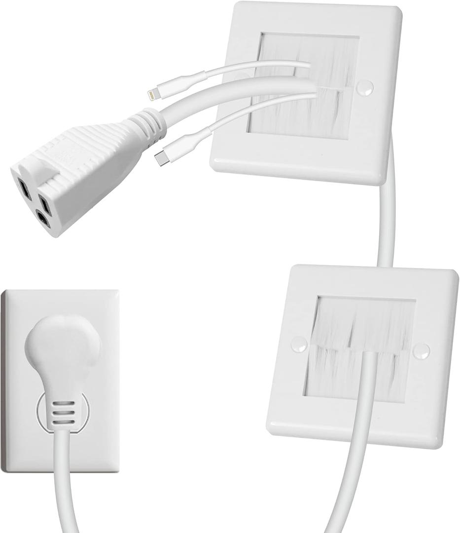 in Wall Cable Management Kit - TV Cord Hider for Wall Mounted TV, Includes 6ft TV Cable Extension and 2 Pack Cable Management Kit Hides TV Wires Behind The Wall - White (2 Pack)