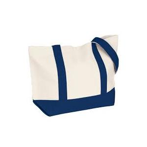 5 Medium beige and navy Blue tote bags