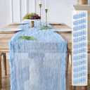 12 Pack Baby Blue Cheesecloth Table Runners, 120 Inch 10Ft Gauze Table Runner for Wedding Birthday Party Baby Shower Decorations