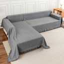 Deep Dream Sectional Couch Covers, 2 Pieces Sectional Sofa Cover, L Shaped Couch Covers, Couch Cover for Sectional Sofa (XX-Large, 71" x 118" + 91" x 134", Dark Grey)