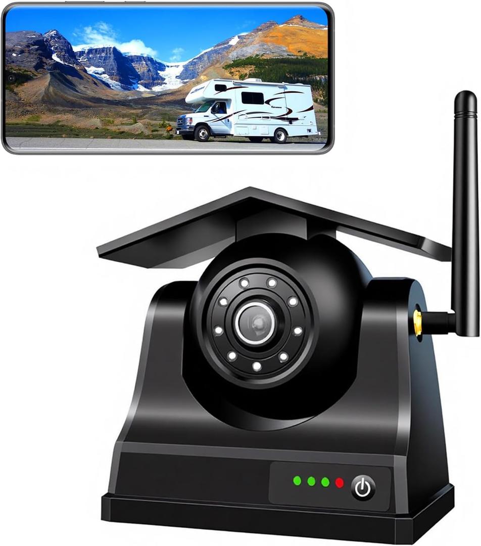 1080P Magnetic Wireless Reversing Camera, Solar Charging Dash cam 10000mAh Rechargeable Battery, Magnetic Mount, App Control WiFi Car Backup Camera,Easy Installation, for RV, Trailer, Truck