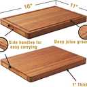 Allsum Bamboo Wood Cutting Board for Kitchen, 1" Thick Butcher Block, Cheese Charcuterie Board, with Side Handles and Juice Grooves, 16x11"