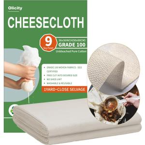 Olicity Cheese Cloths, Grade 100, 36x36Inch, Reusable Cheese Cloth with Closed Edges Fabric Fine Mesh Cloth, Unbleached Cotton Muslin Cheesecloth for Straining, Cooking, Yogurt, Herbs,Crafts - 9 Sq.Ft